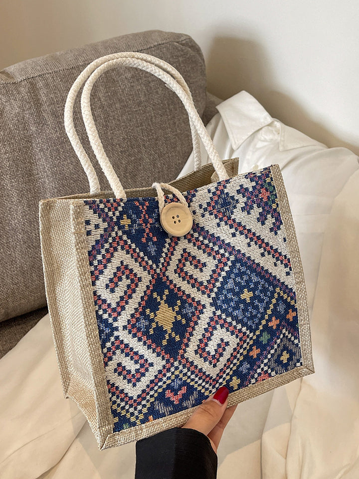 Damen Jute-Tasche mit kunstvollem, gewebtem Muster und praktischen Henkeln Nord Taschen