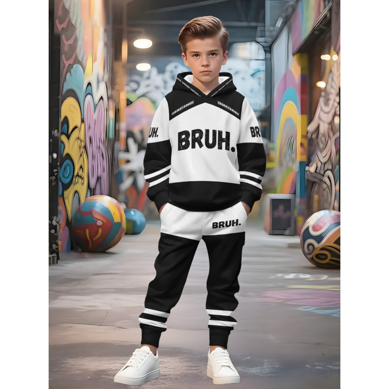 Unisex Kinder Jogginganzug mit Kapuzenpullover und detailreichem Auto-Print Nord Taschen