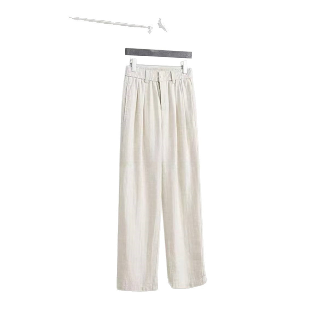 Damen Weitgeschnittene Leinenhose Nord Taschen