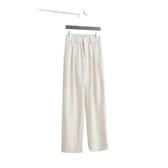 Damen Weitgeschnittene Leinenhose Nord Taschen
