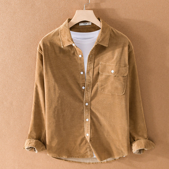 Herren Cord-Overshirt mit Brusttasche, Relaxed-Fit und durchgehender Knopfleiste Nord Taschen