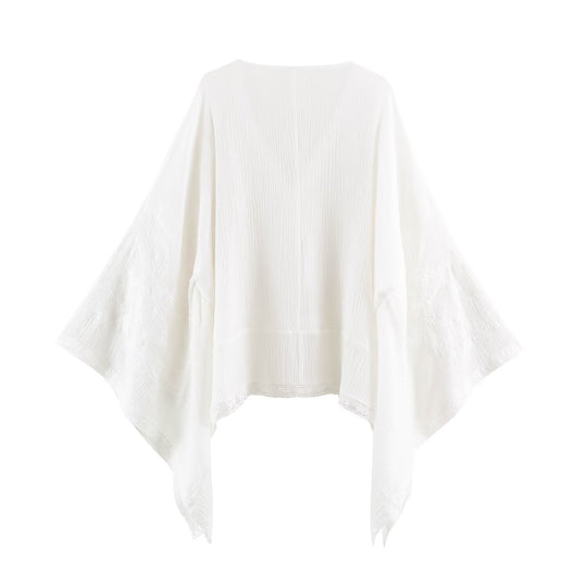 Damen Bestickter Kaftan‑Kimono mit V‑Ausschnitt und fließender Poncho‑Silhouette Nord Taschen