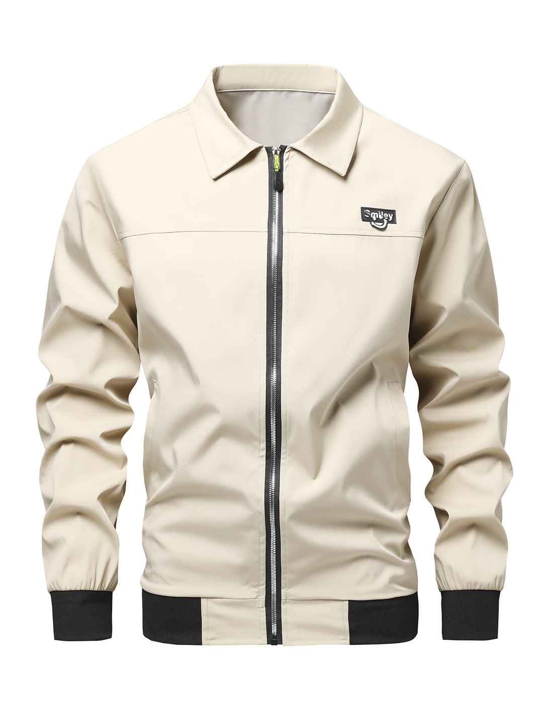 Herren Collar-Zip-Blouson aus Softshell mit gerippten Bündchen & Smiley-Patch Nord Taschen