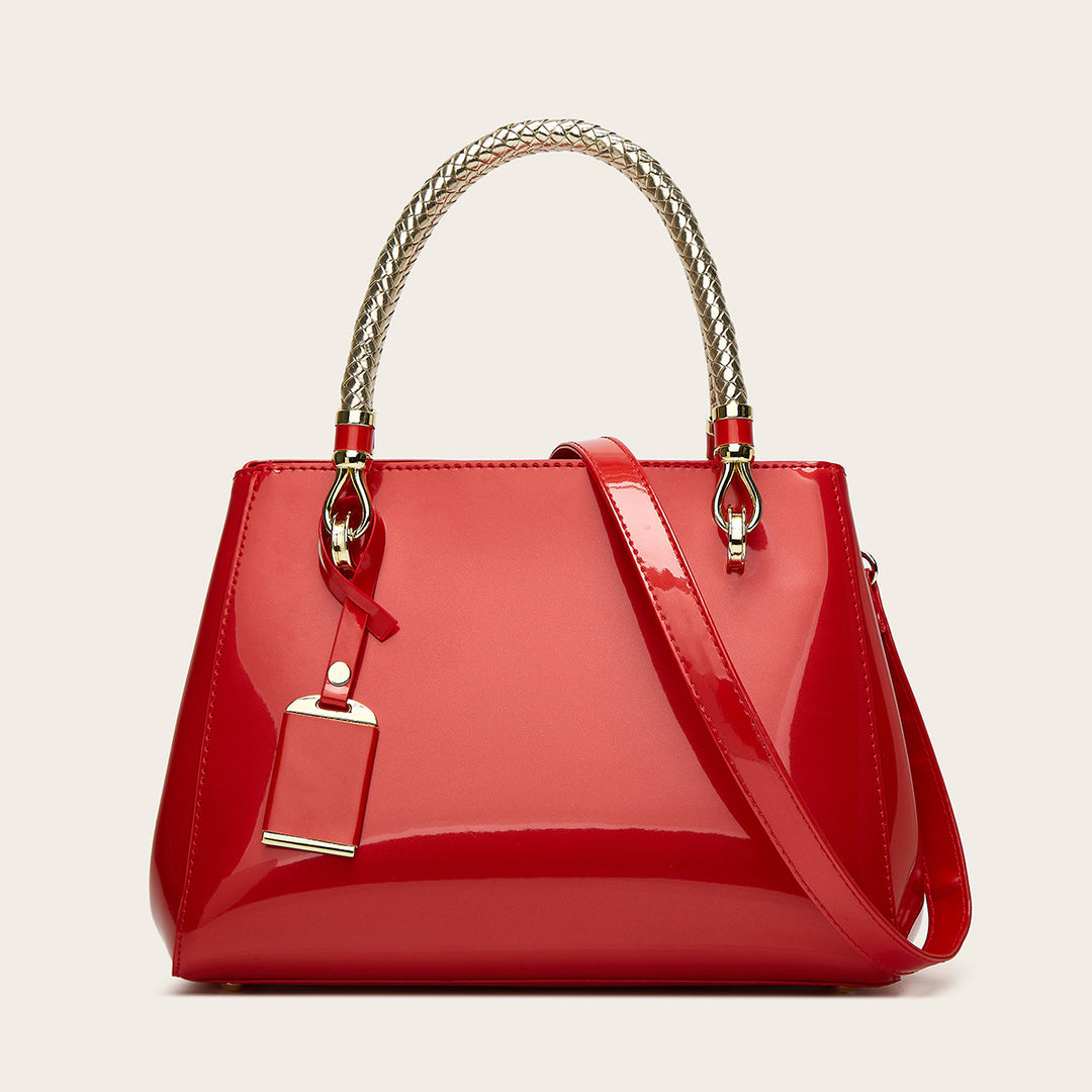 Damen Handtasche mit strukturierter, glänzender Oberfläche und geflochtenem Tragegriff Nord Taschen