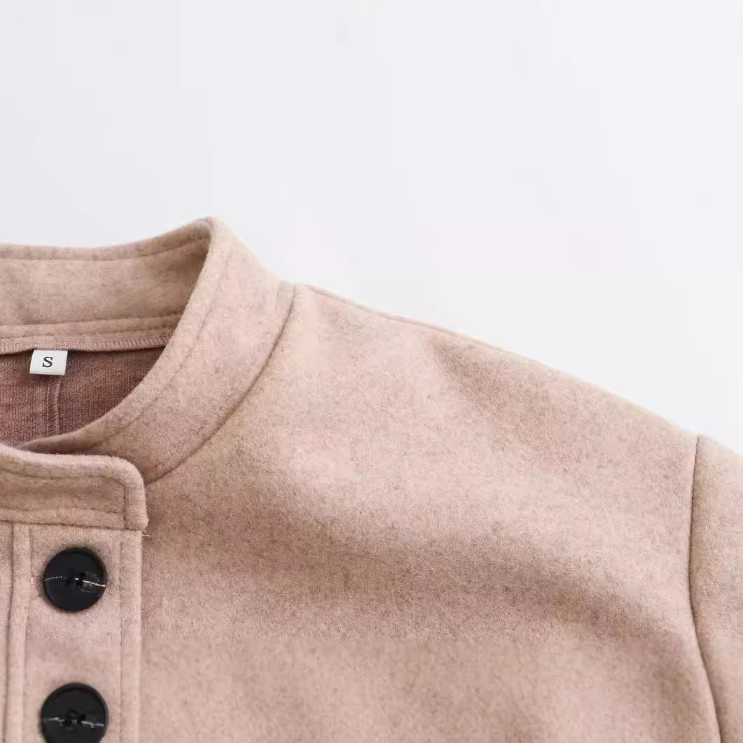 Damen Kurzjacke im Wollmix mit Rundhals, Oversize‑Passform und großen aufgesetzten Taschen Nord Taschen
