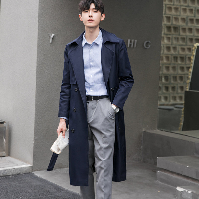 Herren Leichter Trenchcoat mit Doppelreiher, tailliertem Schnitt und windabweisender Oberfläche Nord Taschen