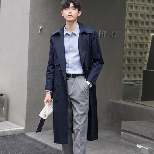 Herren Leichter Trenchcoat mit Doppelreiher, tailliertem Schnitt und windabweisender Oberfläche Nord Taschen