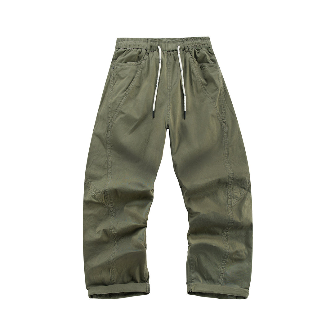 Herren Leichte Relaxed-Fit Bundhose mit Tunnelzug, schrägen Eingrifftaschen und Paneelnähten Nord Taschen