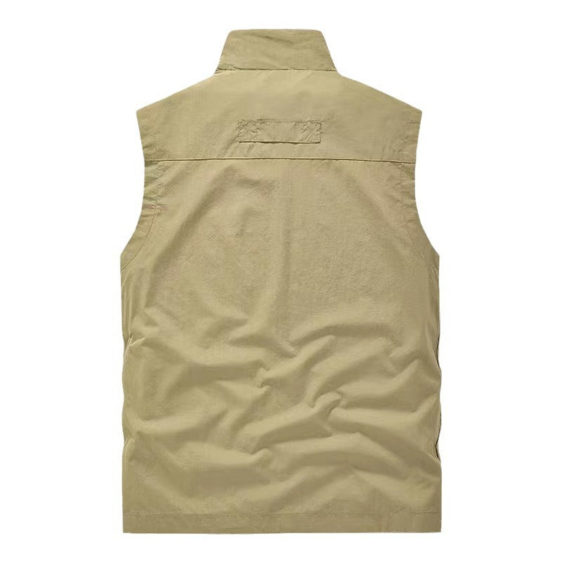 Herren multifunktionale Utility-Weste mit Mesh-Futter, Stehkragen und Mehrfachtaschen Nord Taschen