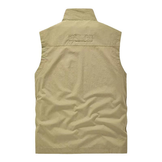 Herren multifunktionale Utility-Weste mit Mesh-Futter, Stehkragen und Mehrfachtaschen Nord Taschen
