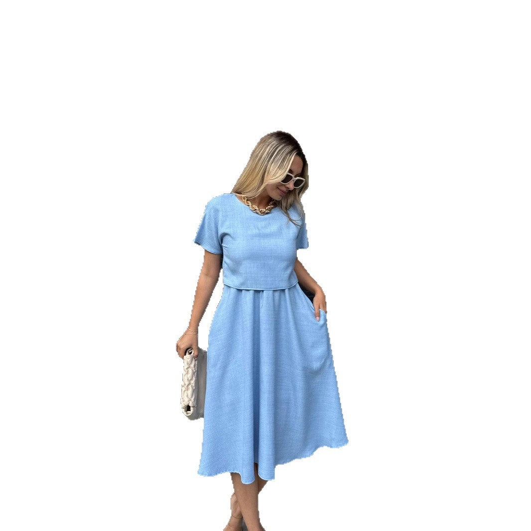 Damen Midi-Kleid mit weitem Schnitt und praktischen Taschen Nord Taschen