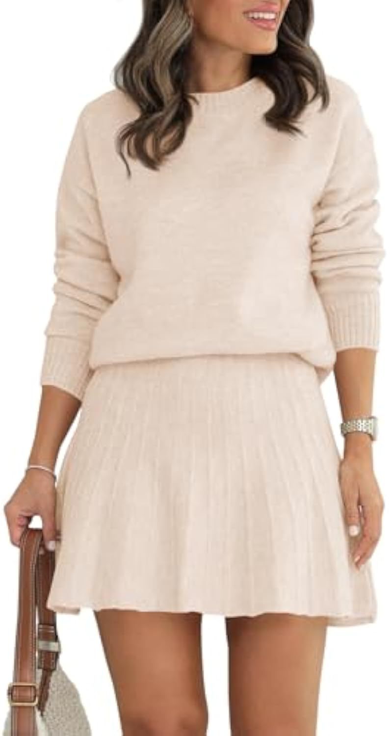Damen Modisches Strickpullover und Rock-Set Nord Taschen