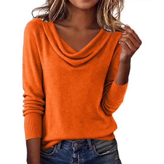 Damen Elegantes Cowlneck Pullover Nord Taschen