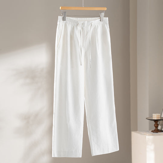 Damen Relaxed Palazzo-Hose aus Viskose‑Leinen mit Bundfalte und Tunnelzug Nord Taschen