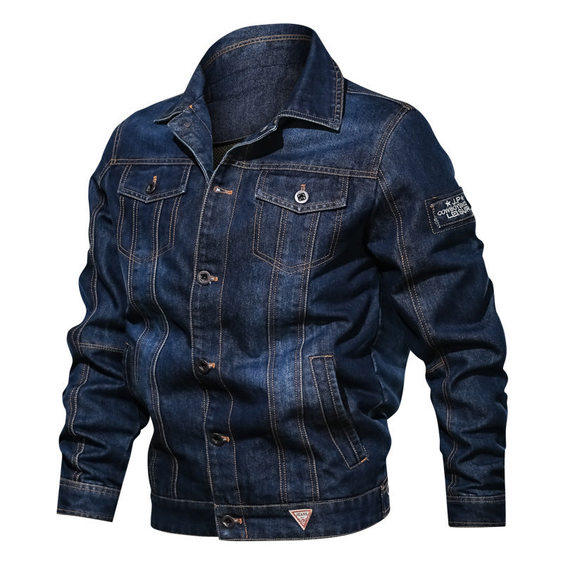 Herren Jeansjacke im Vintage-Stretch-Denim mit Kontrastnähten und Brusttaschen Nord Taschen