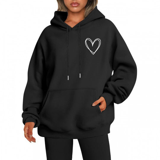 Kapuzenpullover Herzdruck Damen