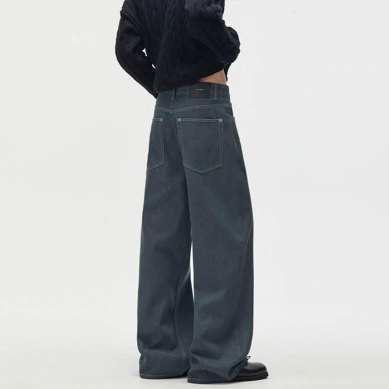 Herren Marlene-Denimhose im ultraweiten Baggy-Cut mit sichtbarer Knopfleiste Nord Taschen