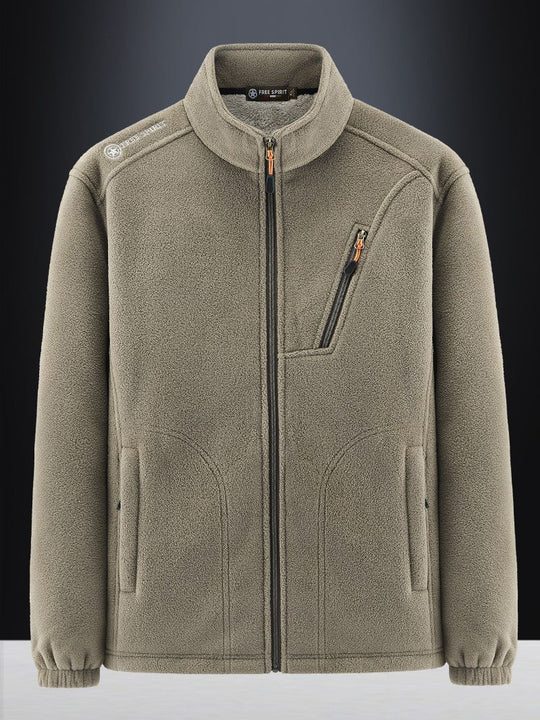 Herren Warme Microfleece-Outdoorjacke mit Brustreißverschluss, Seitentaschen und Stehkragen Nord Taschen