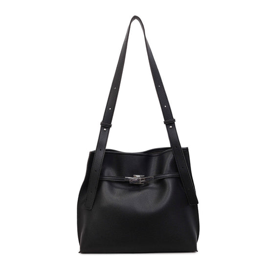 Damen Hobo-Tasche aus hochwertigem glatt genarbtem Kunstleder mit stilvoller Schnalle Nord Taschen