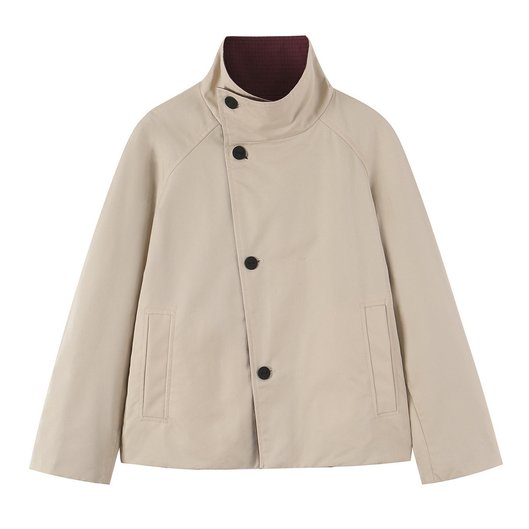 Damen Kurzjacke mit hohem Stehkragen und asymmetrischer Knopfleiste Nord Taschen