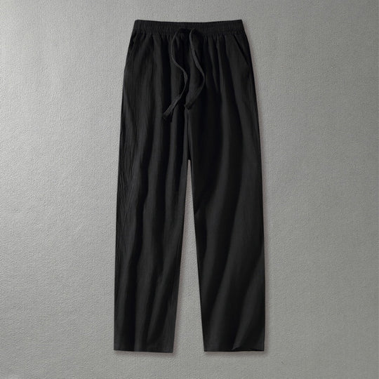 Herren Leinenhose mit elastischem Bund und Tunnelzug geradem Bein Nord Taschen