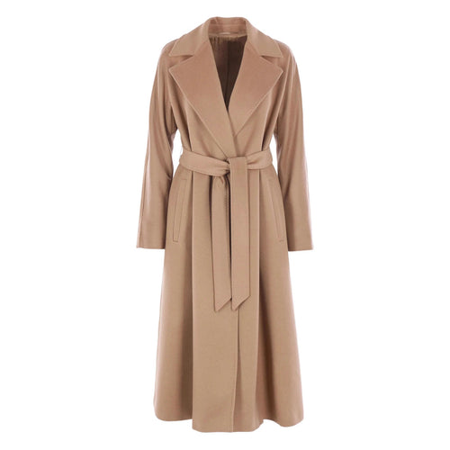 Damen Eleganter Wickelmantel aus Wollmix mit breitem Revers und Taillengürtel Nord Taschen