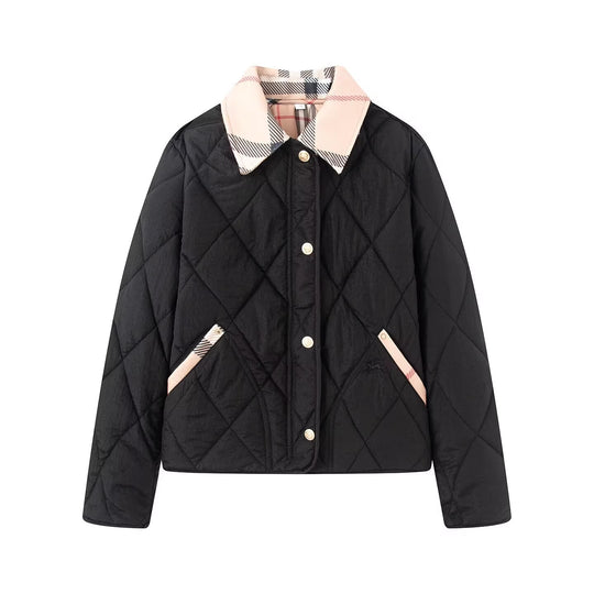 Damen Steppjacke mit karierter Kragen- und Taschenblende Nord Taschen