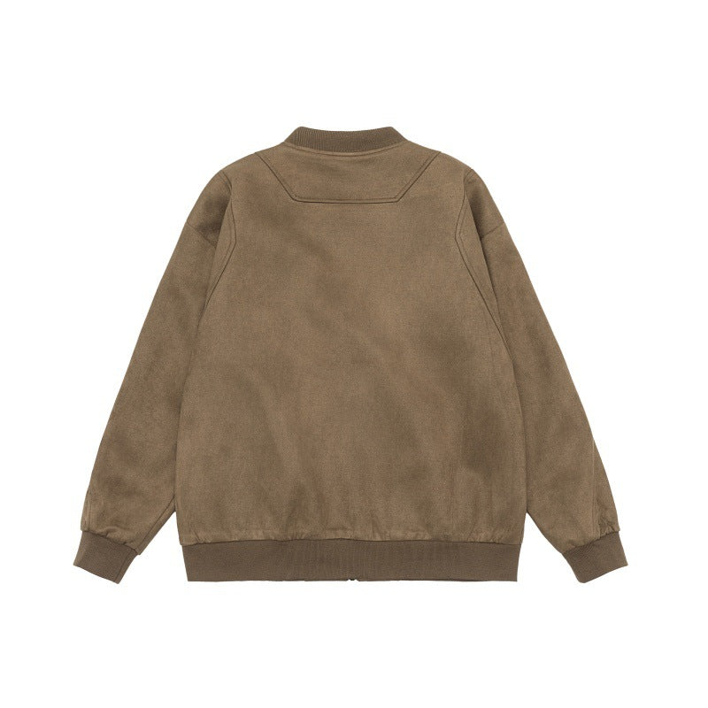 Unisex Kurzblouson im Vintage‑Suede‑Look mit Brustklappen, Reißverschlusstaschen und Rippbündchen Nord Taschen