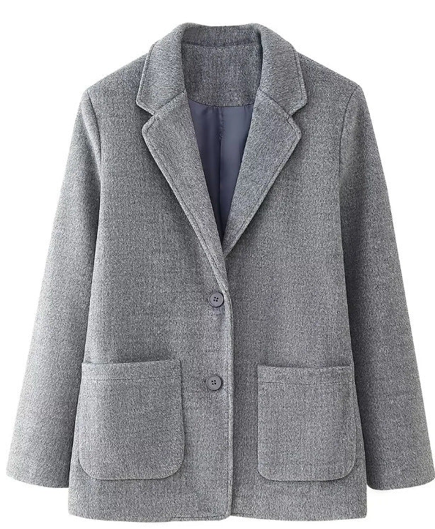 Damen Taillierte Blazerjacke mit asymmetrischer Knopfleiste und Rundhalsausschnitt Nord Taschen