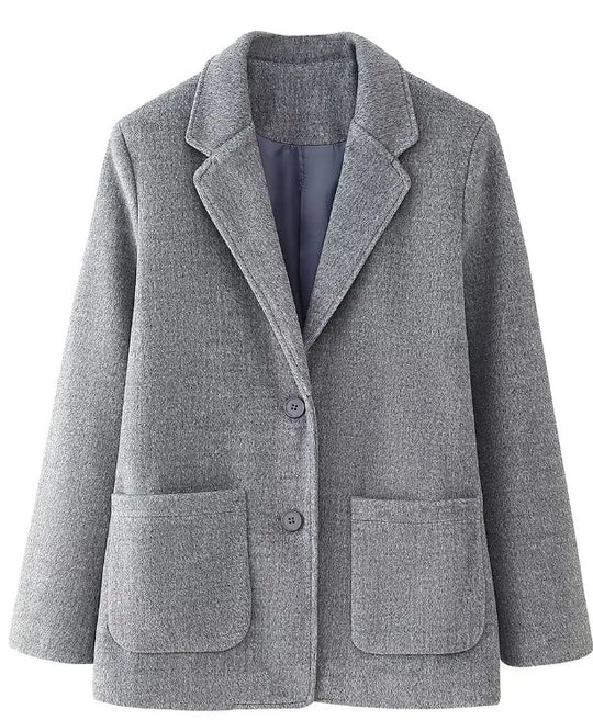 Damen Taillierte Blazerjacke mit asymmetrischer Knopfleiste und Rundhalsausschnitt Nord Taschen
