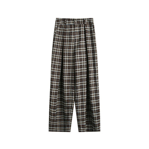 Damen Hochtaillierte Karierte Bundfalten‑Hose im weiten Culotte‑Schnitt Nord Taschen