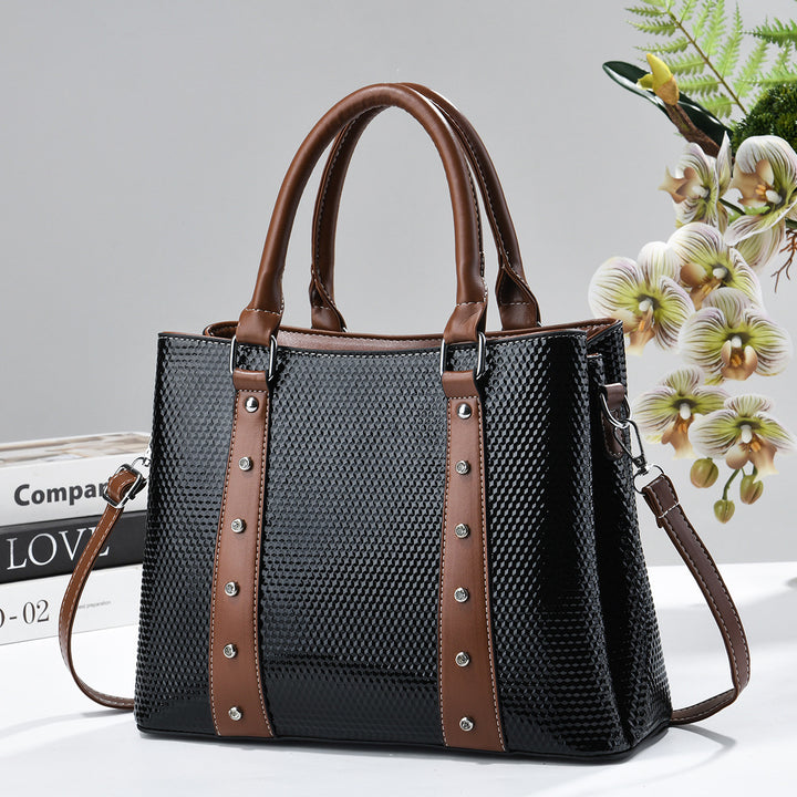 Damen elegante Handtasche mit modernem Karomuster Nord Taschen