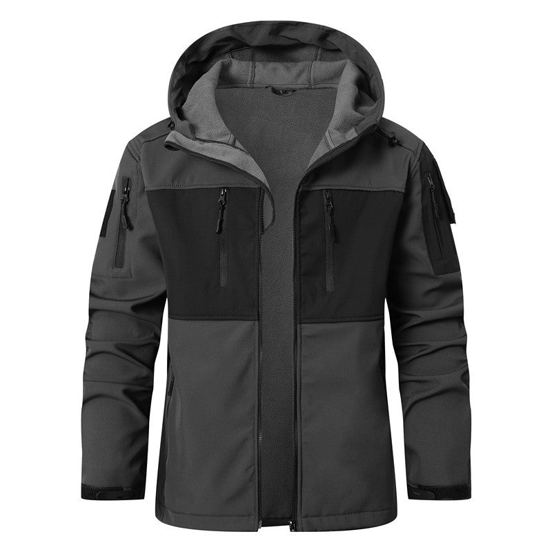 Herren Softshell-Tactical Jacke mit Fleece-Innenfutter, Kapuze und Multifunktionstaschen Nord Taschen