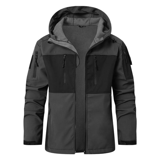 Herren Softshell-Tactical Jacke mit Fleece-Innenfutter, Kapuze und Multifunktionstaschen Nord Taschen