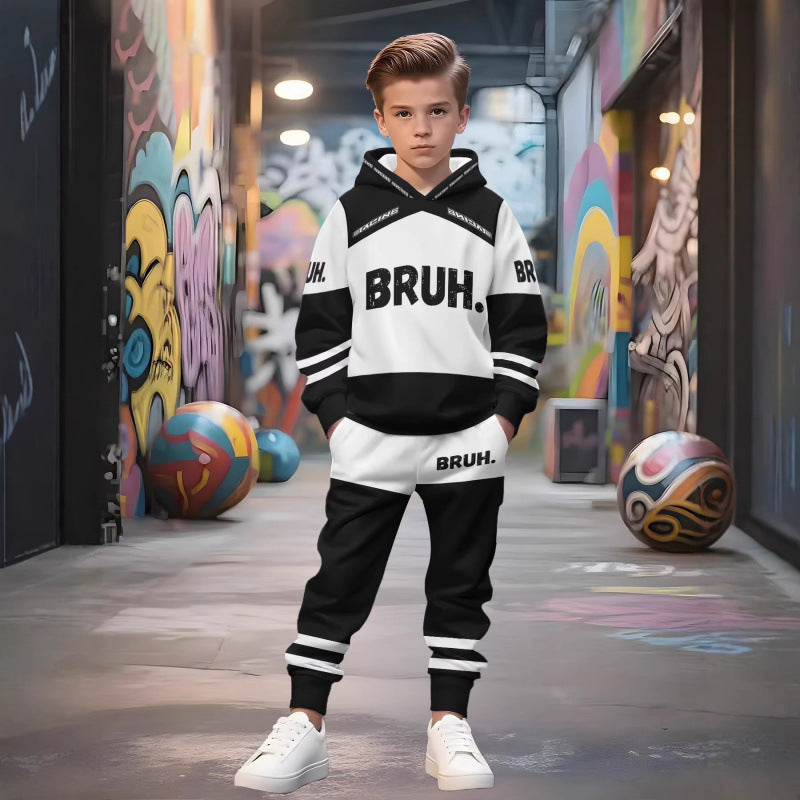 Unisex Kinder Jogginganzug mit Kapuzenpullover und detailreichem Auto-Print Nord Taschen