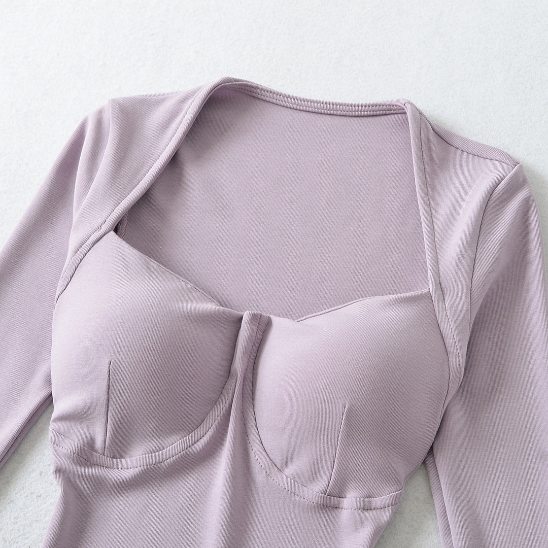 Damen Figurbetontes Midikleid mit eingenähten Cups, weitem Quadrat-Ausschnitt und Raffung Nord Taschen