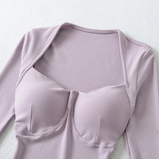 Damen Figurbetontes Midikleid mit eingenähten Cups, weitem Quadrat-Ausschnitt und Raffung Nord Taschen