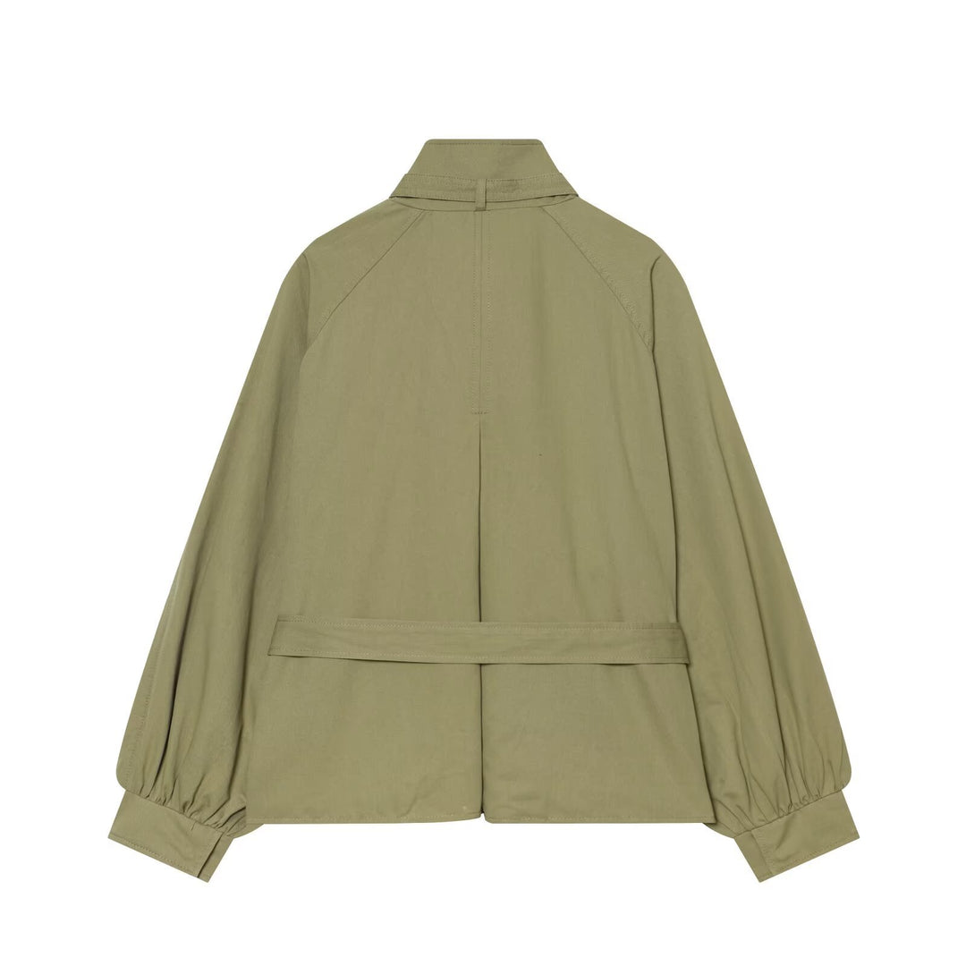 Damen Kurzcape-Trenchjacke mit Taillengürtel und Funnelkragen Nord Taschen