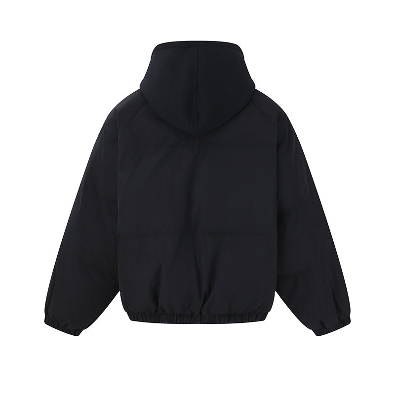 Unisex Kurze Boxy‑Wattierte Kapuzenjacke mit Fleecefutter und elastischem Saum Nord Taschen