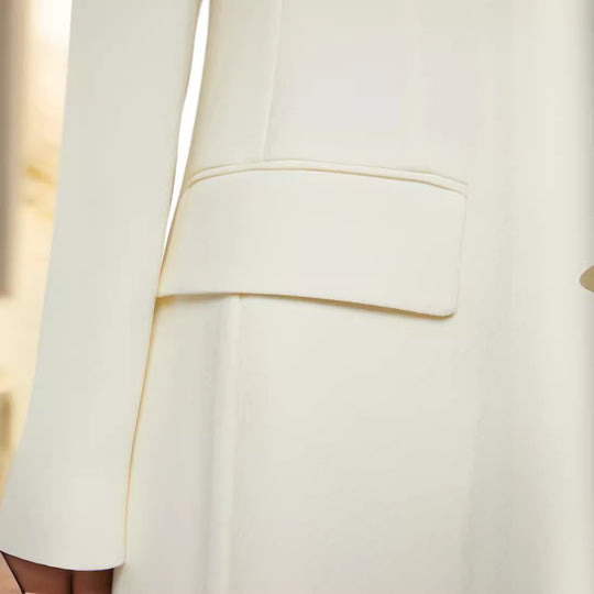 Damen Bodenlanger Schnittblazer-Mantel mit strukturierter Tailoring‑Silhouette Nord Taschen
