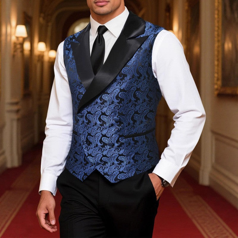 Herren Satin-Paisley-Weste mit Schalkragen und tailliertem Smoking-Look Nord Taschen