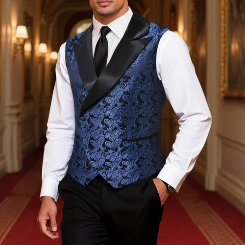 Herren Satin-Paisley-Weste mit Schalkragen und tailliertem Smoking-Look Nord Taschen