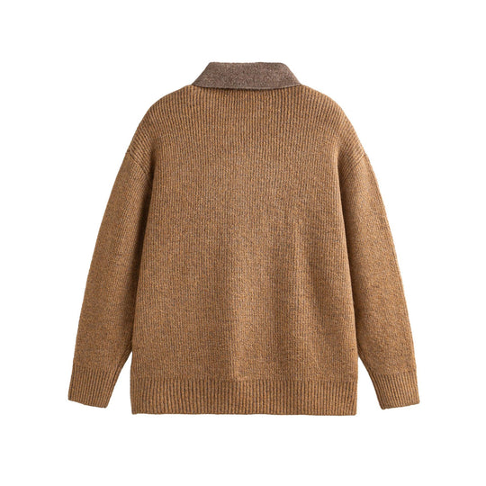 Damen Strickpoloshirt mit Fleckmuster, Rippstruktur und Knopfleiste Nord Taschen
