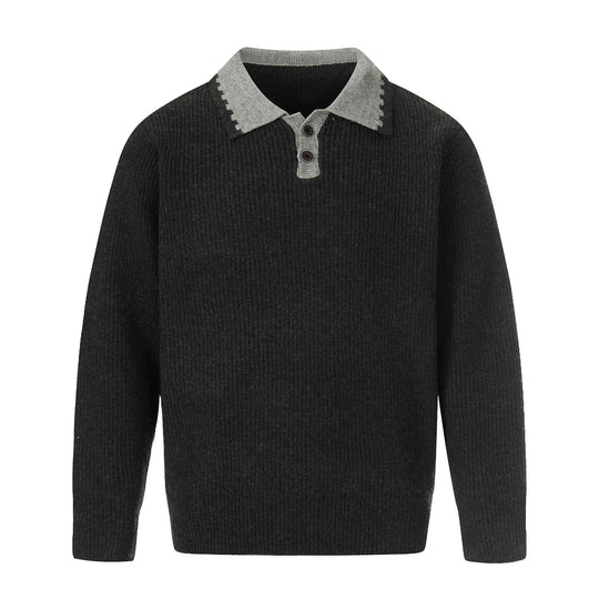 Herren Grobstrick-Polopullover mit Kontrastkragen und Halbknopfleiste Nord Taschen