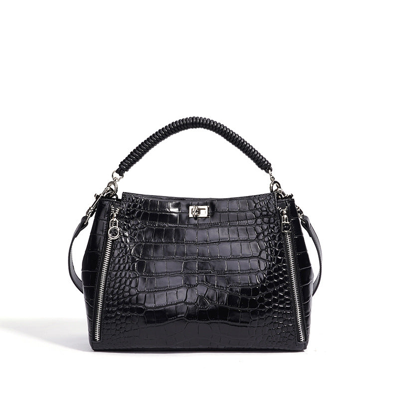 Damen Handtasche mit strukturiertem Krokodilleder und abnehmbaren Schulterriemen Nord Taschen