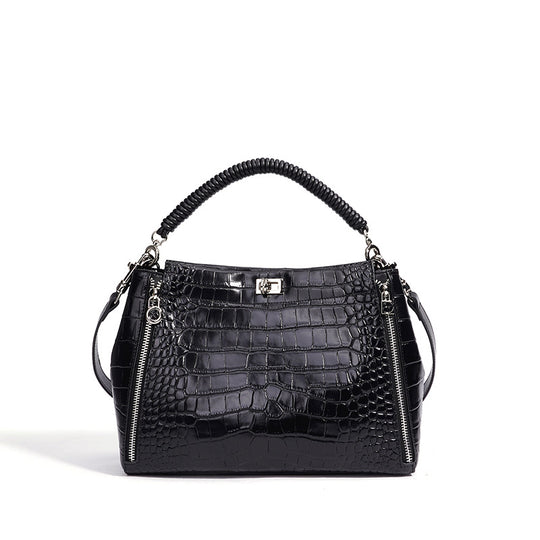 Damen Handtasche mit strukturiertem Krokodilleder und abnehmbaren Schulterriemen Nord Taschen