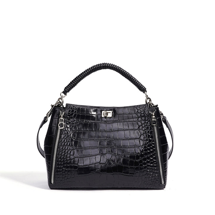 Damen Handtasche mit strukturiertem Krokodilleder und abnehmbaren Schulterriemen Nord Taschen