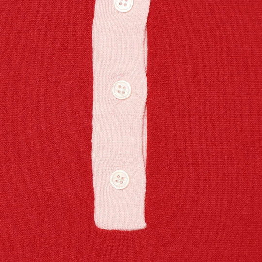 Damen Feinstrick-Poloshirt mit Kontrastkragen und verdeckter Knopfleiste Nord Taschen