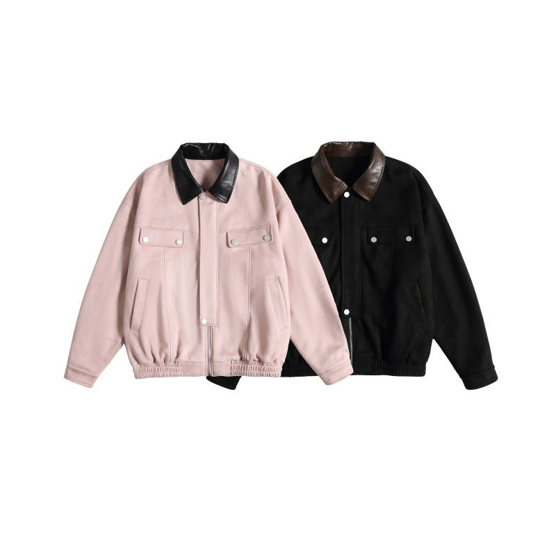 Damen Kurz geschnittene Boxy-Blousonjacke mit kontrastierendem Kunstlederkragen Nord Taschen