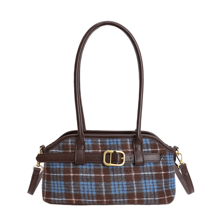 Damen modische Handtasche mit kariertem Material und elegantem Gürtel Nord Taschen